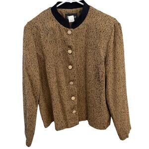 Vintage Courtenay Blazer Jacket Women Size 16 Tweed Look Gold Buttons Career